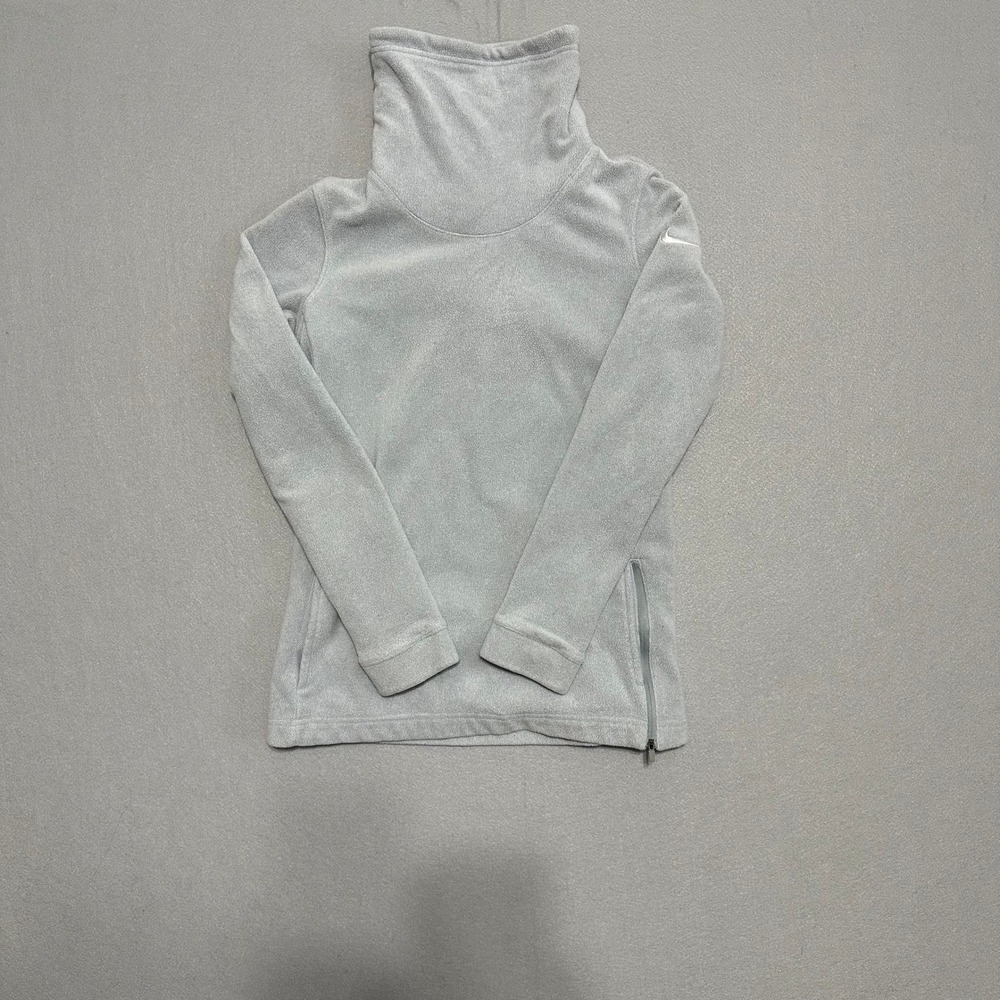 Nike‎ Dri-FIT Fleece Funnel Neck Pullover Gray Side Zip Sweatshirt Womens XS